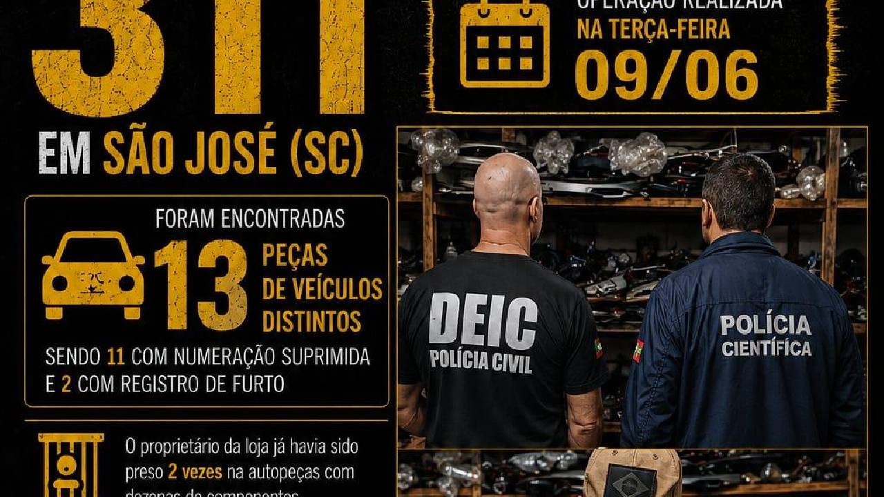Gerente de autopeças é preso durante a 50ª edição da Operação 311 em São José
