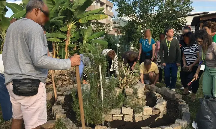 Usuários dos CAPS implantam horta medicinal no IFSC
