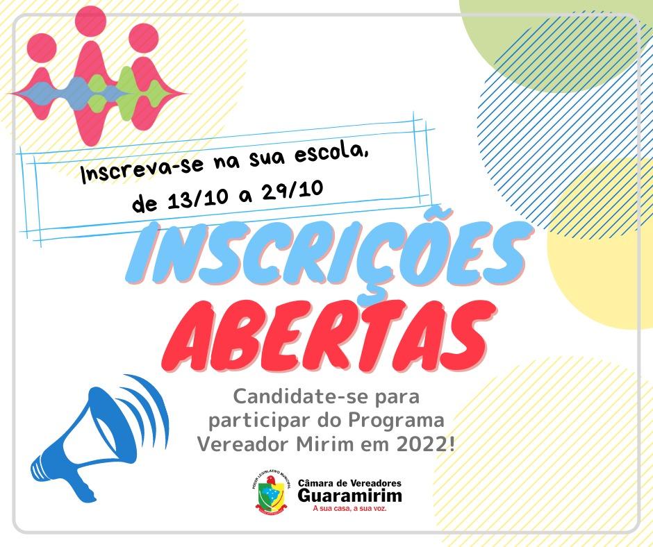 Seguem abertas as inscrições para vereador mirim em Guaramirim