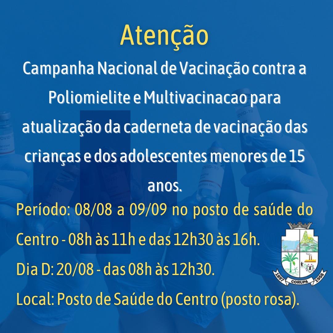 Começa hoje em Corupá a campanha nacional de vacinação