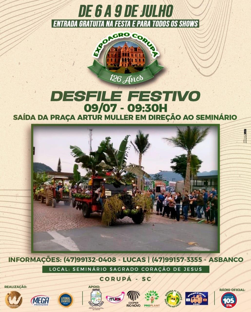 Entidades de Corupá são convidadas para que participem do desfile no aniversário do município