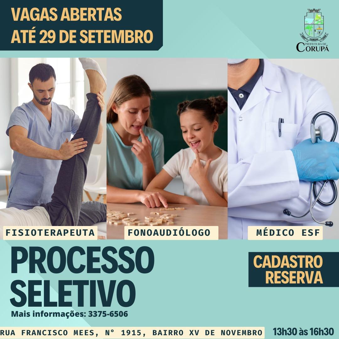 Inscrições abertas para o processo seletivo da Prefeitura de Corupá