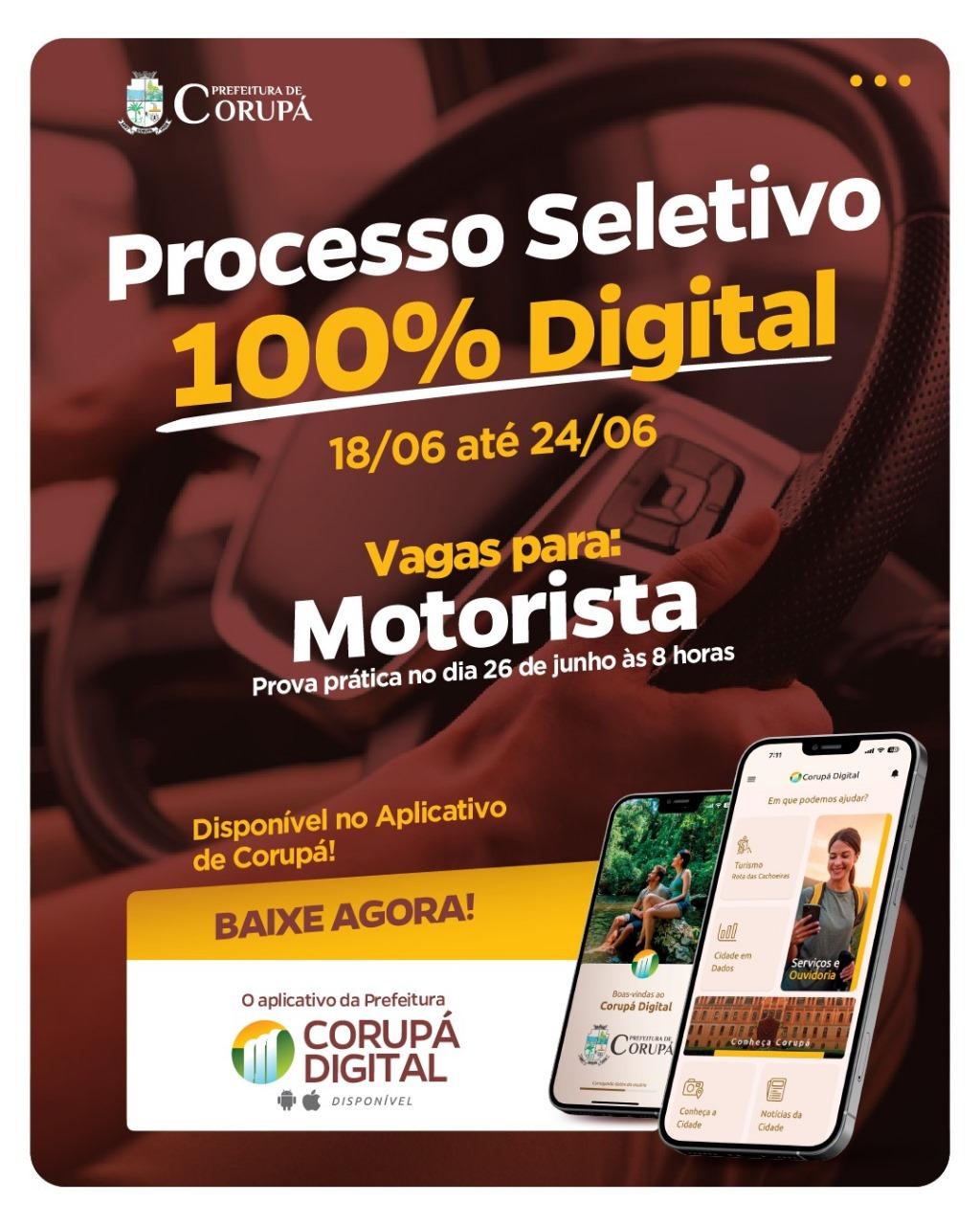 Prefeitura de Corupá abre Processo Seletivo para contratar motoristas
