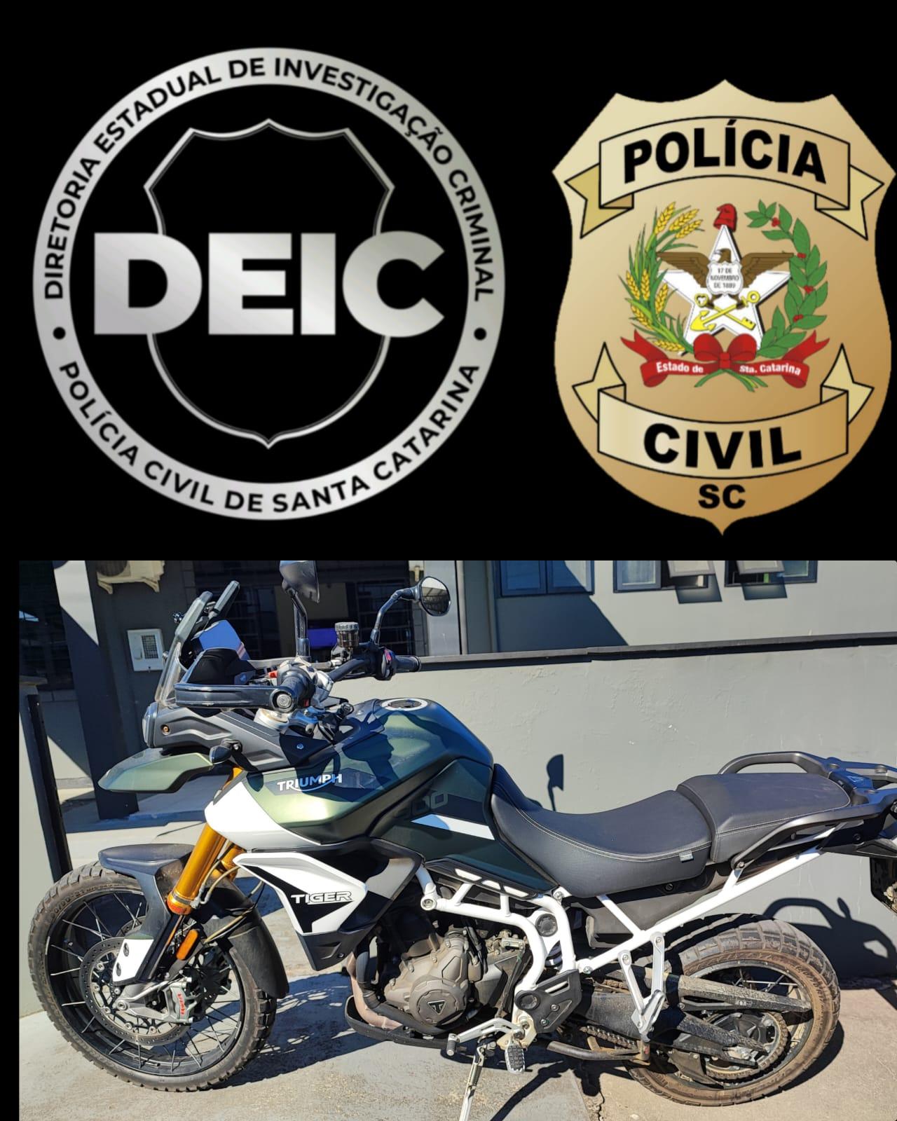 Polícia Civil de Santa Catarina recupera moto