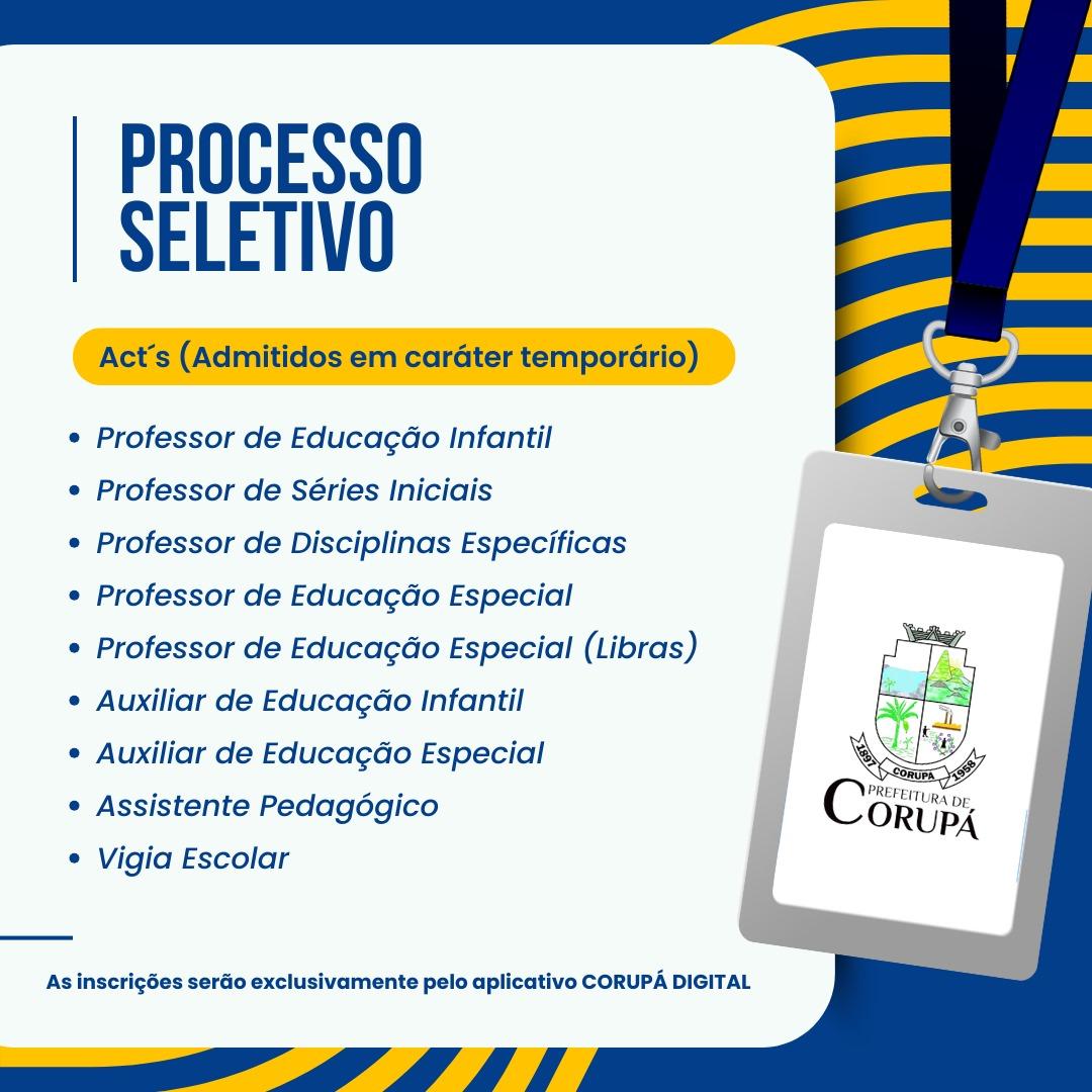 Abertas inscrições de ACT na Prefeitura de Corupá