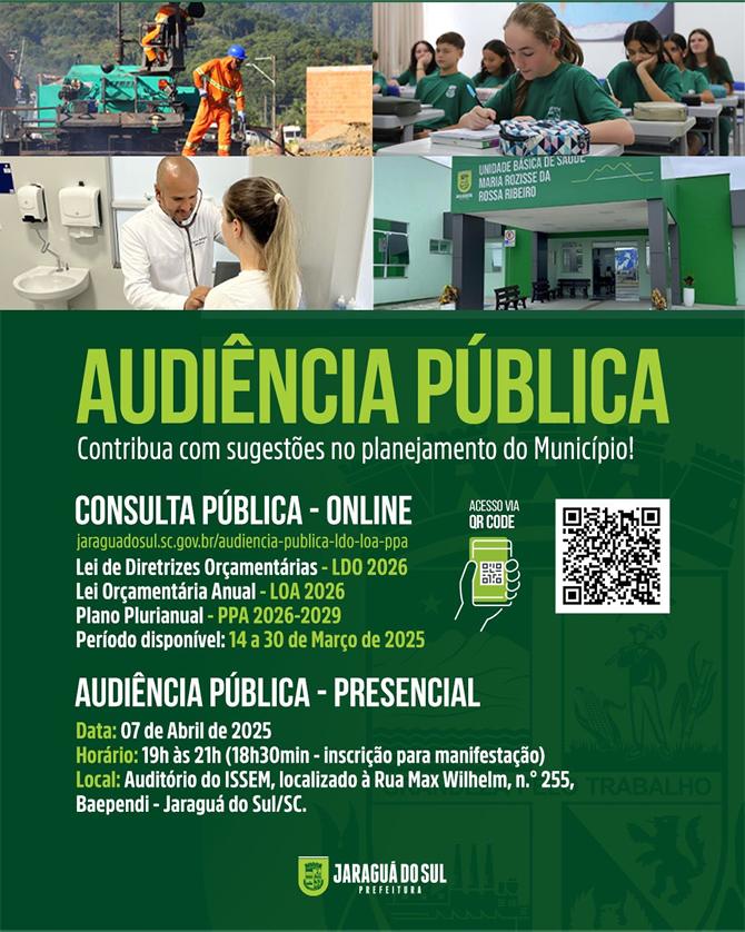Consulta pública para PPA, LDO e LOA 2026 segue aberta para sugestões