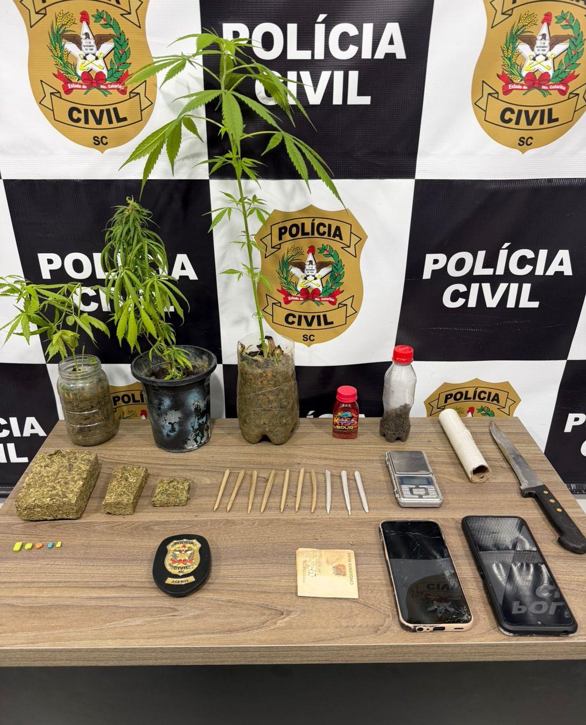 Polícia Civil prende homem em flagrante pelo crime de tráfico de drogas na cidade de Rodeio