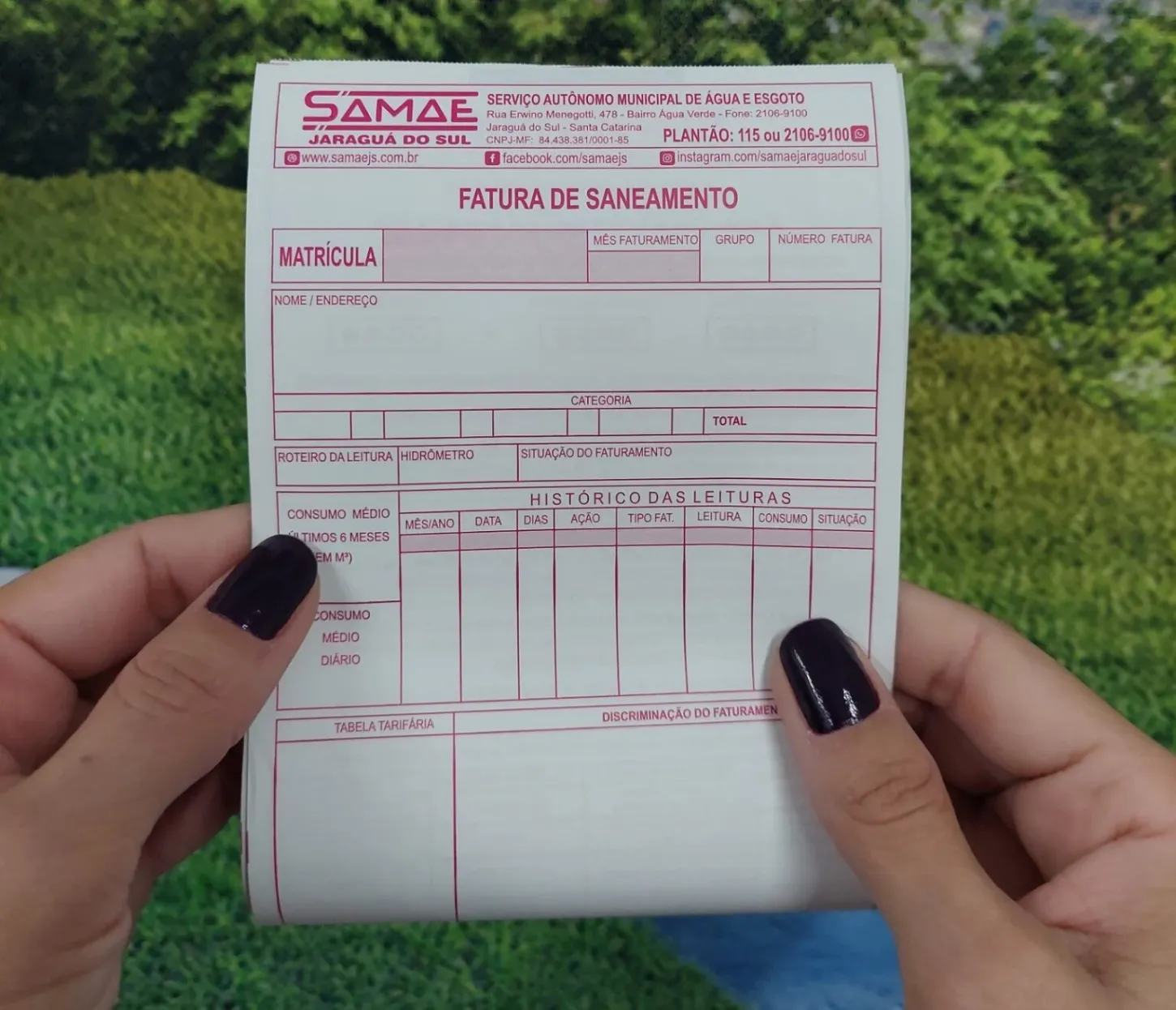 Samae começou a entrega da “fatura de saneamento rosa”, ontem