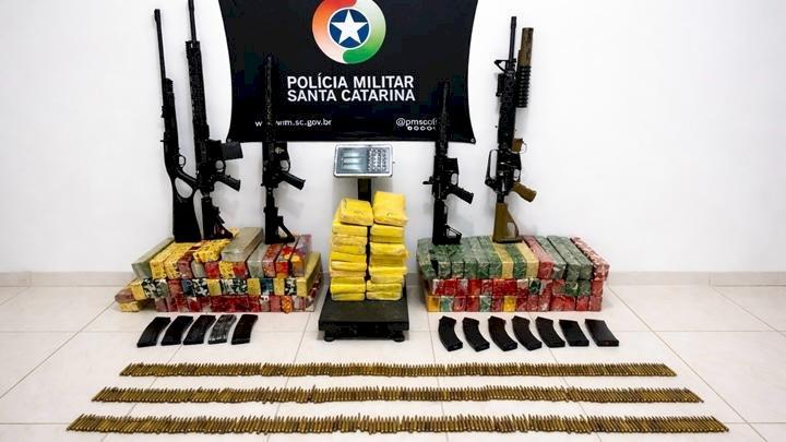 Bope apreende grande quantidade de drogas e fuzis de alto poder de fogo em Palhoça