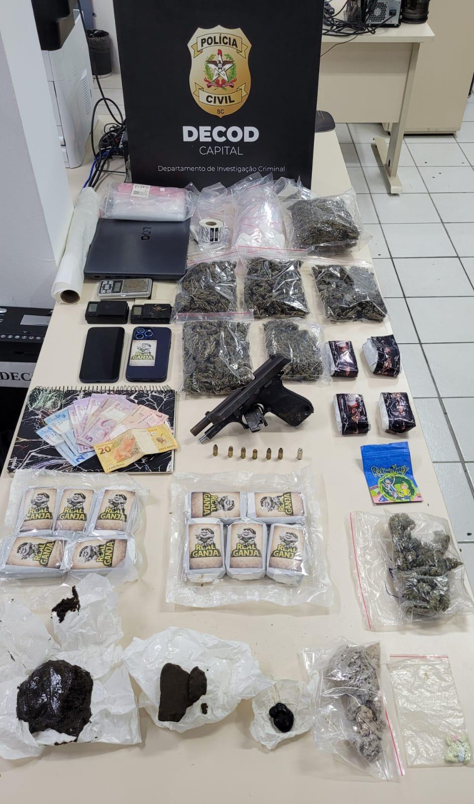 Polícia Civil deflagra operação “Arremesso Final”, prende dois homens em flagrante e apreende drogas e arma