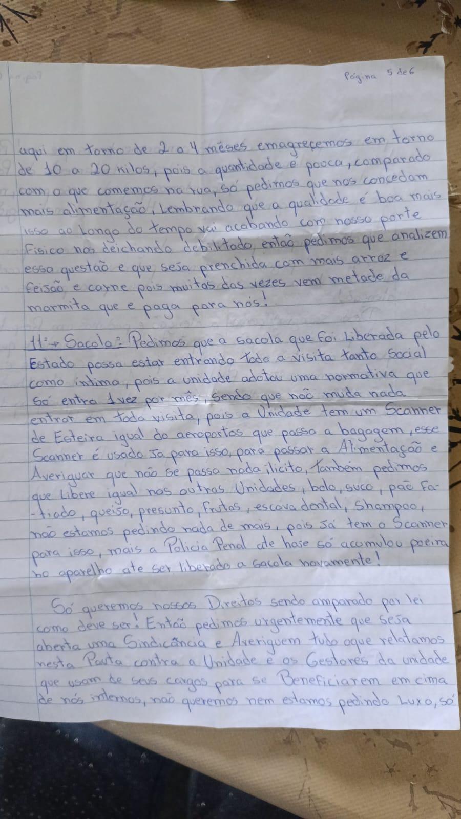 Carta da Penitenciária Industrial de Blumenau