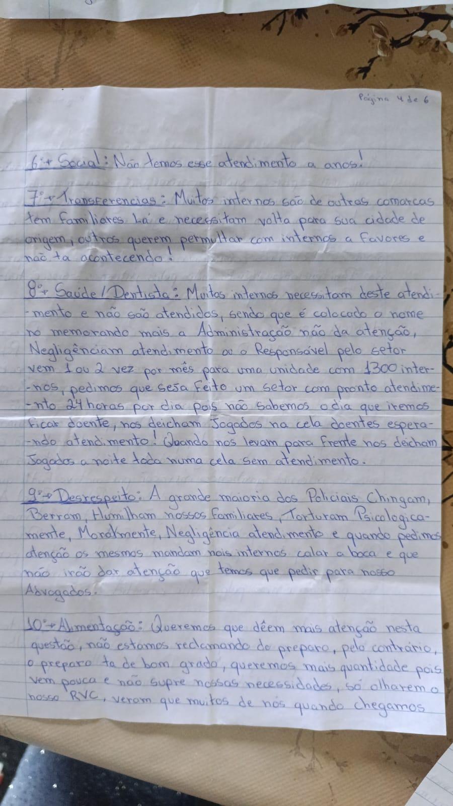 Carta da Penitenciária Industrial de Blumenau