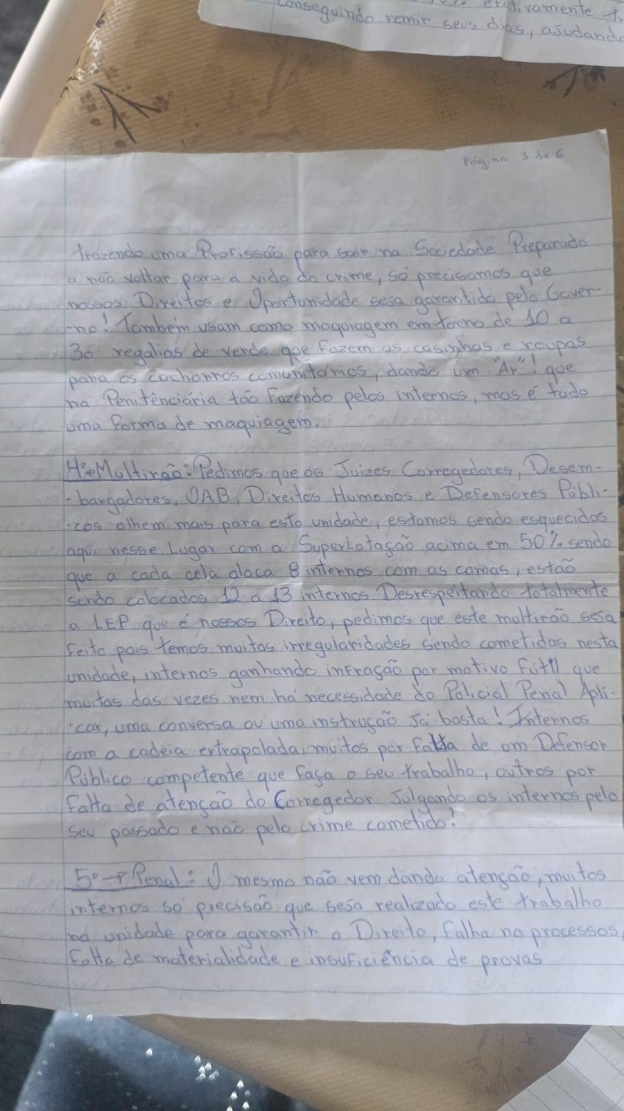Carta da Penitenciária Industrial de Blumenau