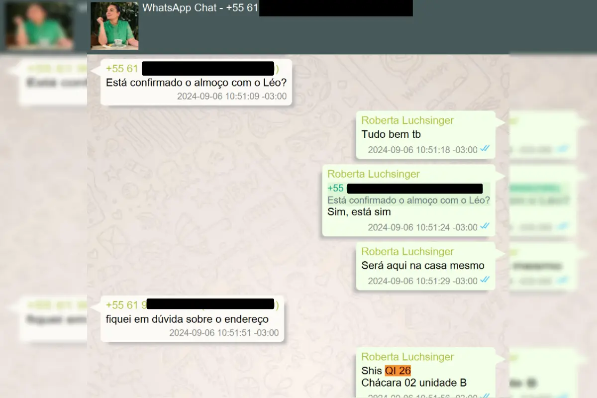 Prints das conversas