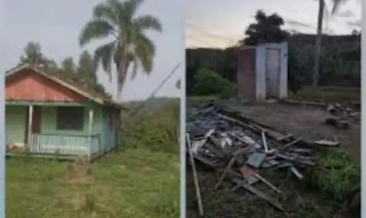 Criminosos desmontam e furtam casa de madeira e deixam apenas o banheiro em SC
