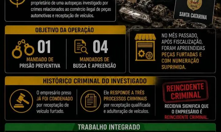 Polícia Civil de Santa Catarina deflagrou a Operação Recidiva